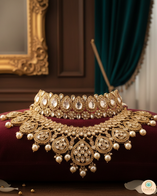 MISHKA Double Choker Necklace Set - Golden