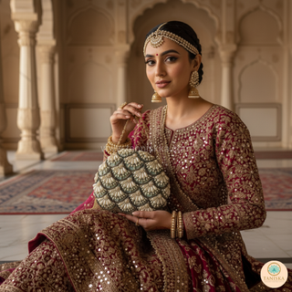 The Mint Pearl Cascade Clutch Bag