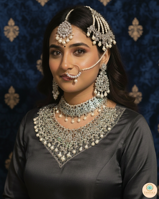 KAIRA Silver Bridal Necklace Set Bundle