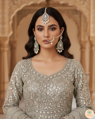 KAIRA Silver Bridal Necklace Set Bundle