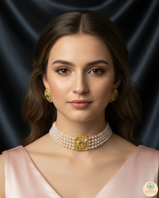 SIMPLE Choker Necklace Set - Pastel Blush Pink