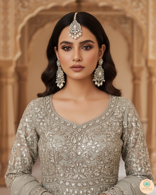 KAIRA Silver Bridal Necklace Set Bundle