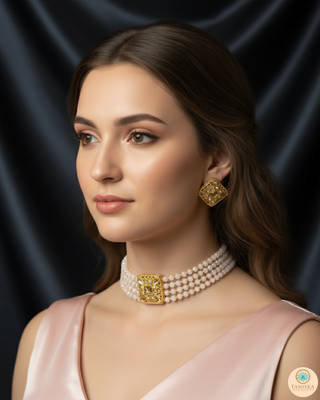 SIMPLE Choker Necklace Set - Pastel Blush Pink
