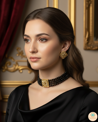 SIMPLE Choker Necklace Set - Midnight Black