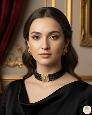 SIMPLE Choker Necklace Set - Midnight Black
