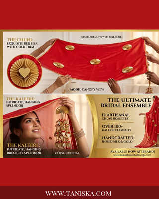 The Shagun Crimson Phulkari Kaleerey Chunnii