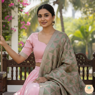 The Pistachio Glam Phulkari Dupatta