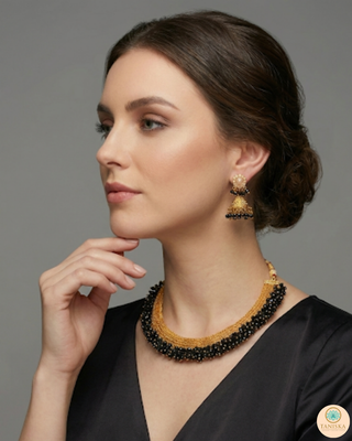 RANG-DE Pearl Necklace Set (Necklace, Earrings) - Black