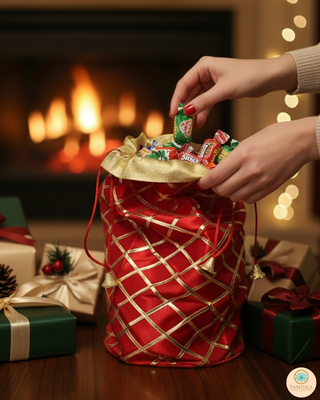 Decorative Drawstring Gift Bag (Red)