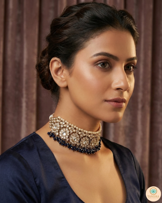 The Midnight Royale Navy & Pearl Reverse AD Choker Set