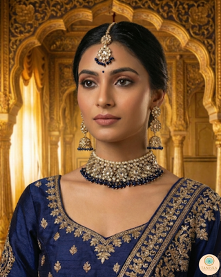 The Midnight Royale Navy & Pearl Reverse AD Choker Set