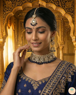The Midnight Royale Navy & Pearl Reverse AD Choker Set