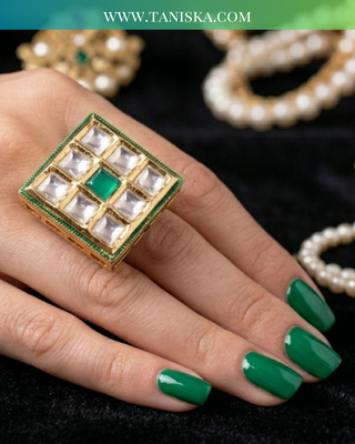 The Emerald Empress Kundan Statement Ring