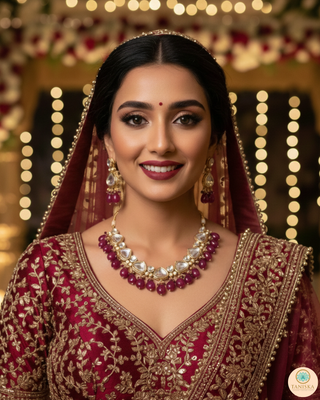 MEEREN Kundan Choker Necklace Set (Ruby)