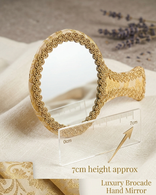 Artisanal Zari Miniature Hand Mirror - Golden