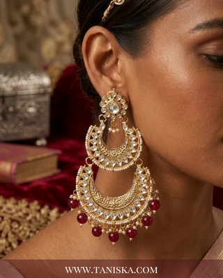 Antique Gold Tiered Crescent Earrings