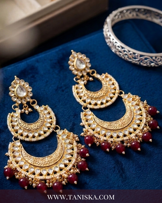 Antique Gold Tiered Crescent Earrings