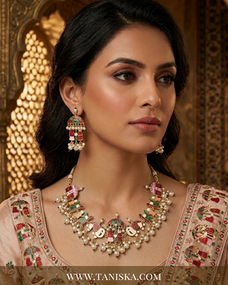 Baraat Heritage Enamel & Pearl Jewelry Set