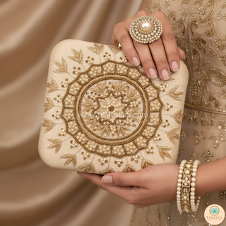 The Ivory Square Mandala Clutch Bag