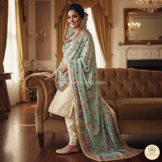The Mint Meadow Phulkari Dupatta