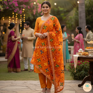 The Orange Star Bloom Phulkari Dupatta