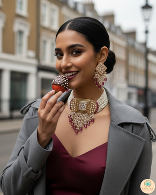 ISHANA Ruby Uncut-Kundan Necklace/Choker Set
