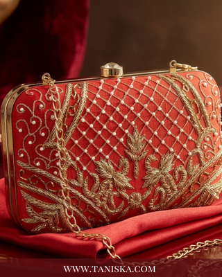 The Vermillion Heritage Bridal Clutch - Clutch Bag