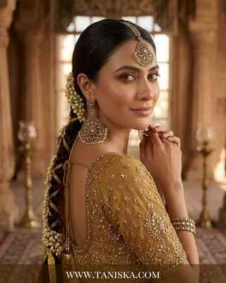 Royal Champagne Filigree Earring & Tikka Set