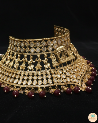 The Regal Baarat Heritage Bridal Choker Set - (Limited Edition) - Golden / Maroon