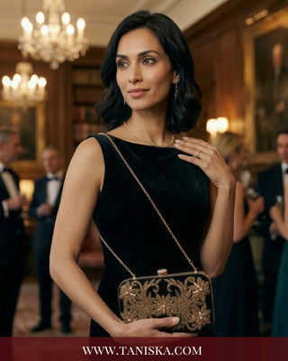 The Midnight Velvet Gilded Bloom Clutch