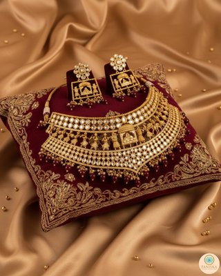 The Regal Baarat Heritage Bridal Choker Set - (Limited Edition) - Golden / Maroon