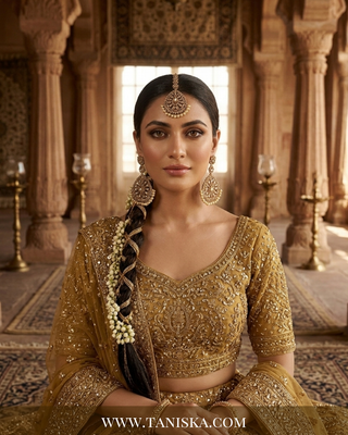 Royal Champagne Filigree Earring & Tikka Set