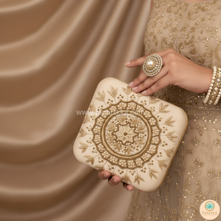 The Ivory Square Mandala Clutch Bag