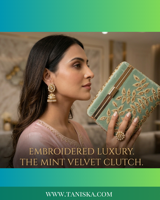 The Mint Meadow Velvet Clutch