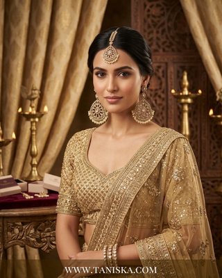 Royal Champagne Filigree Earring & Tikka Set