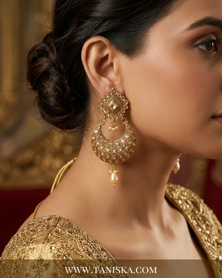 Golden Crescent Kundan Chandbalis