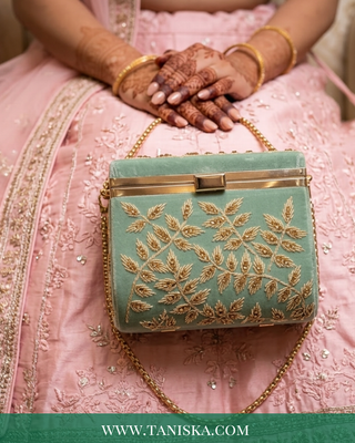 The Mint Meadow Velvet Clutch