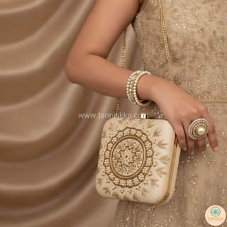 The Ivory Square Mandala Clutch Bag
