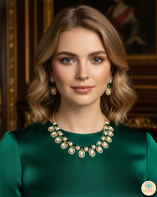 The Verra Necklace Set (Emerald Green)