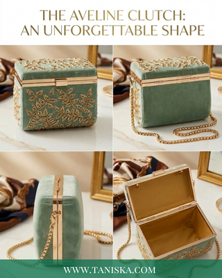 The Mint Meadow Velvet Clutch