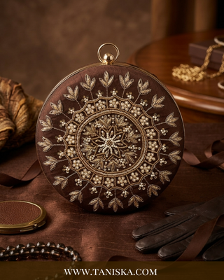 The Espresso Mandala Artisan Circle Clutch