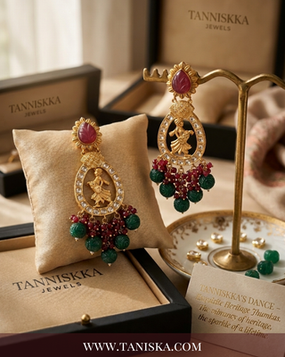 Heritage Bharathi Emerald & Ruby Jhumkas
