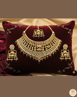 The Regal Baarat Heritage Bridal Choker Set - (Limited Edition) - Golden / Maroon