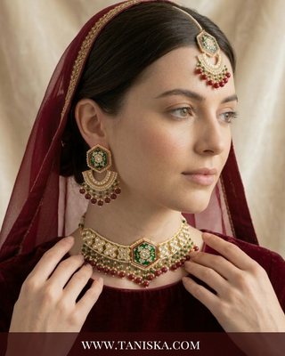 The Emerald Empress Meenakari Choker Set