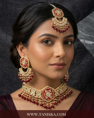 The Ruby Empress Meenakari Choker Set
