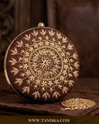 The Espresso Mandala Artisan Circle Clutch