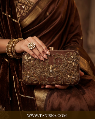 The Espresso Gold Artisan Clutch Bag