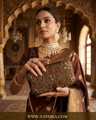 The Espresso Gold Artisan Clutch Bag