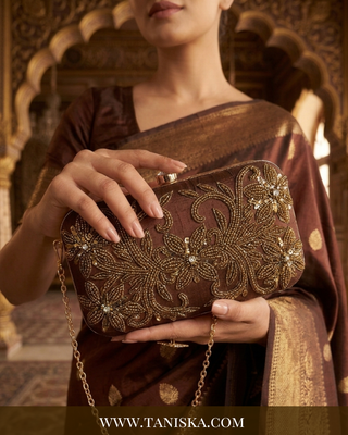 The Espresso Gold Artisan Clutch Bag