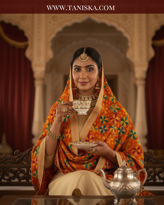 The Virasat Bagh | Hand-Embroidered Dholi Phulkari Dupatta